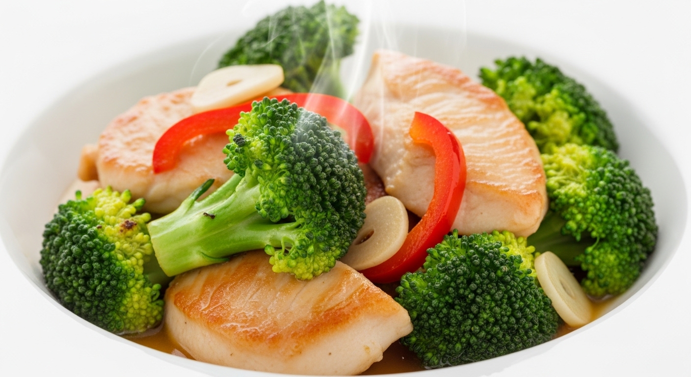 담백한 닭가슴살과 싱싱한 브로콜리가 조화로운 닭가슴살 브로콜리 볶음.