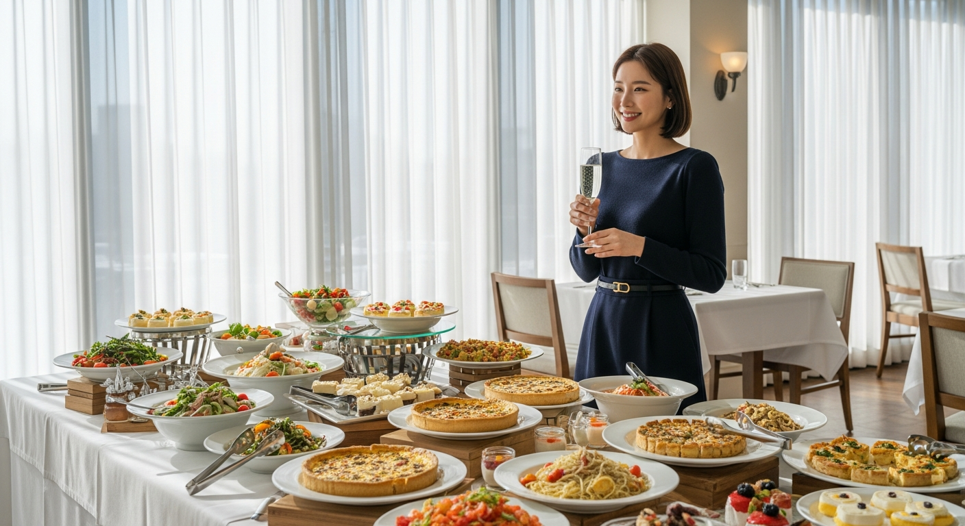 자연광이 쏟아지는 밝은 실내에서 여유롭게 즐기는 프리미엄 런치