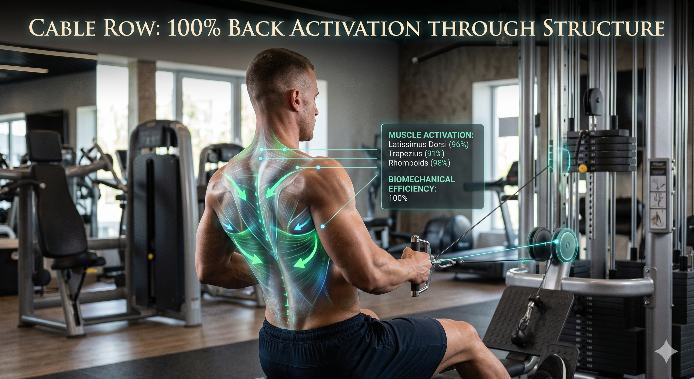 케이블 로우에서 등 자극 100% 만드는 구조