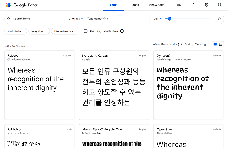 google-fonts-메인-화면