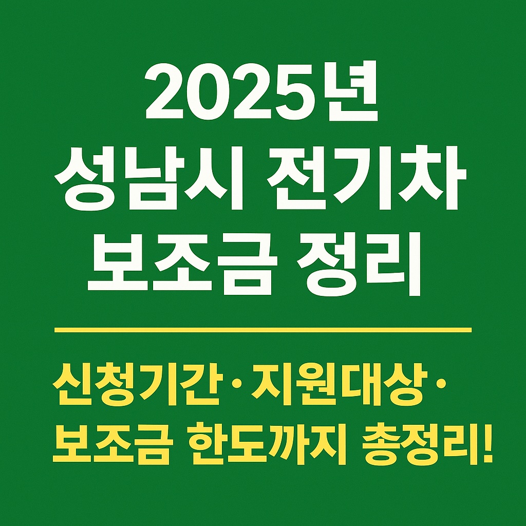 2025년 성남시 전기차 보조금 정리