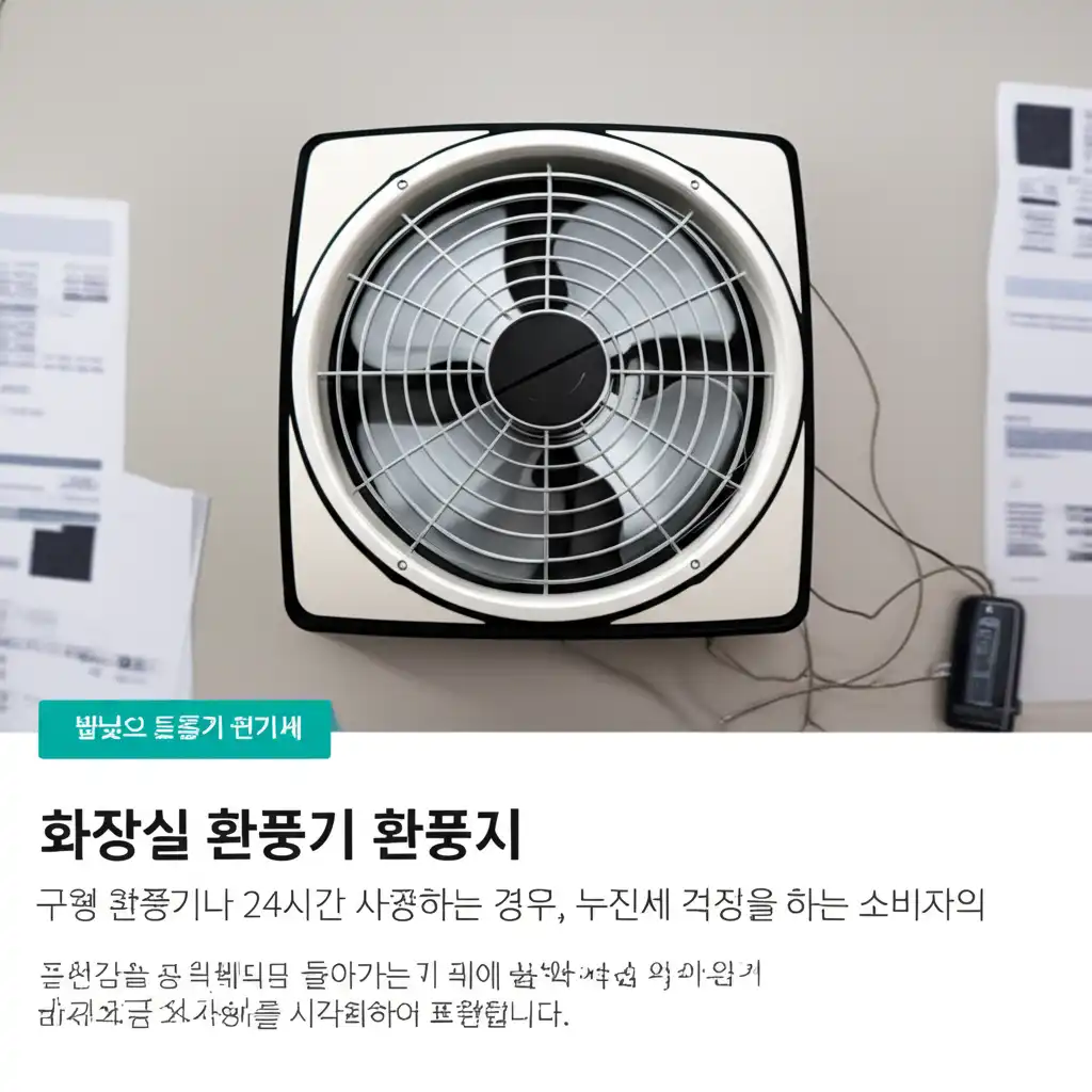 화장실 환풍기 전기세 걱정으로 고민하는 모습