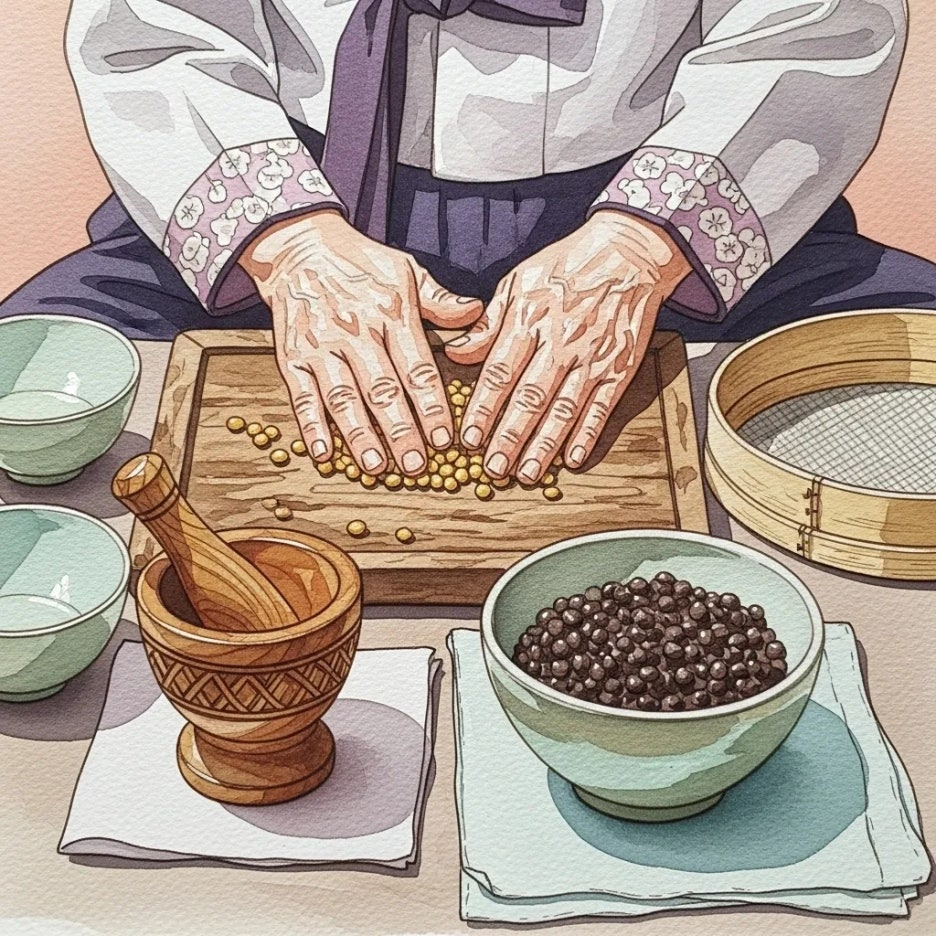 오랜 손맛으로 청국장을 만드는 장인의 손길