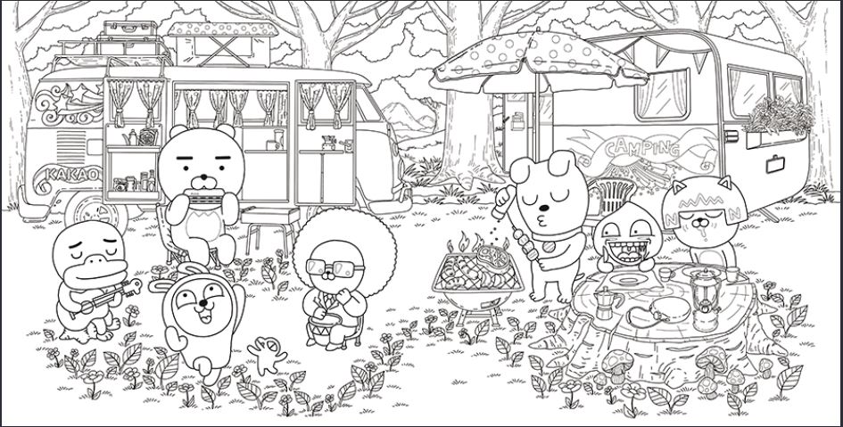 파티하는-카카오프렌즈-친구들-도안-다운로드(이미지-출처: http://papastore.co.kr/)