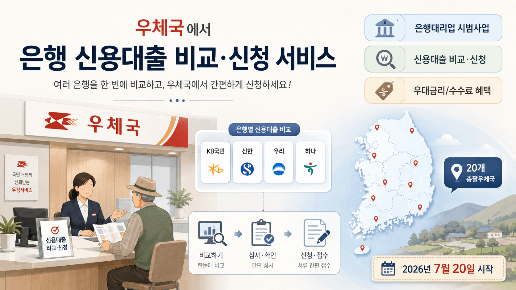 은행 없는 지역, 우체국이 대출 창구로｜20곳서 시작된 은행대리업 총정리