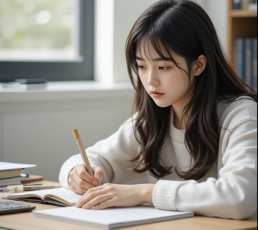 책상에 앉아 공부하는 고등학생 습관만들기 관련사진