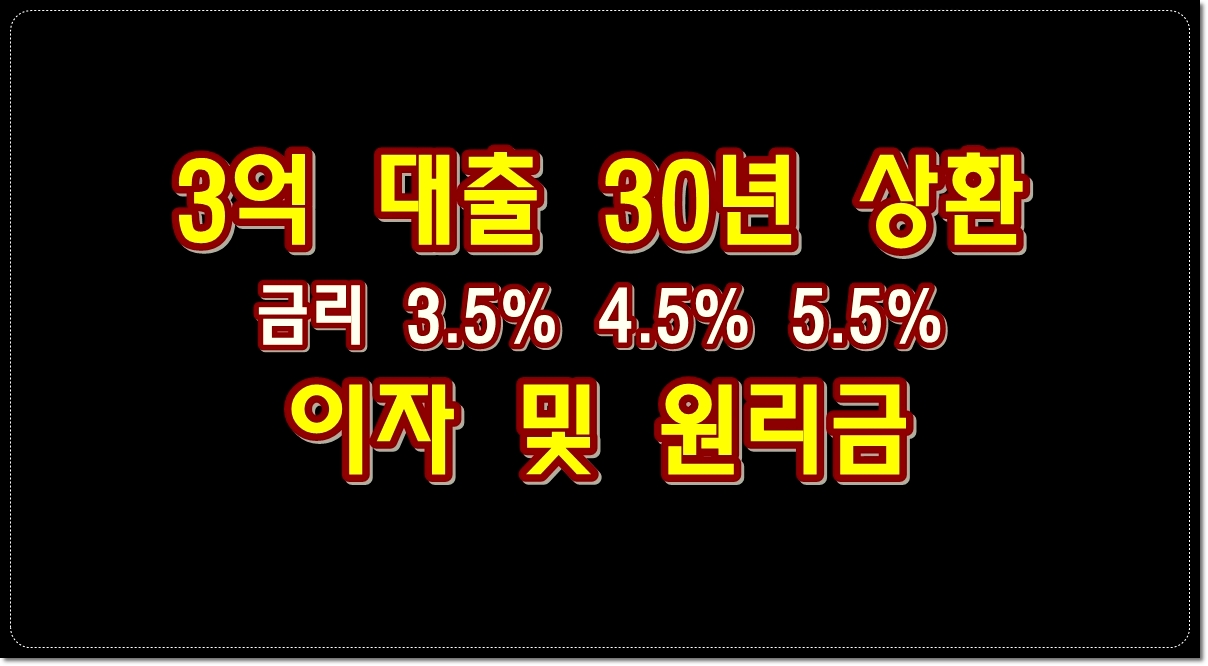 3억-대출-30년-상환-금리-3.5%-4.5%-5.5%-이자-원리금