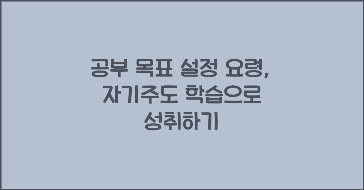 공부 목표 설정 요령