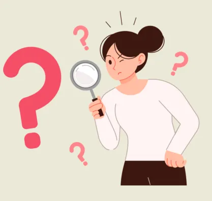 돋보기로 혜택을 꼼꼼히 살펴보는 여성