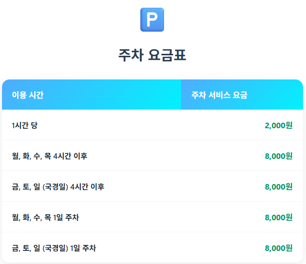 주차요금표