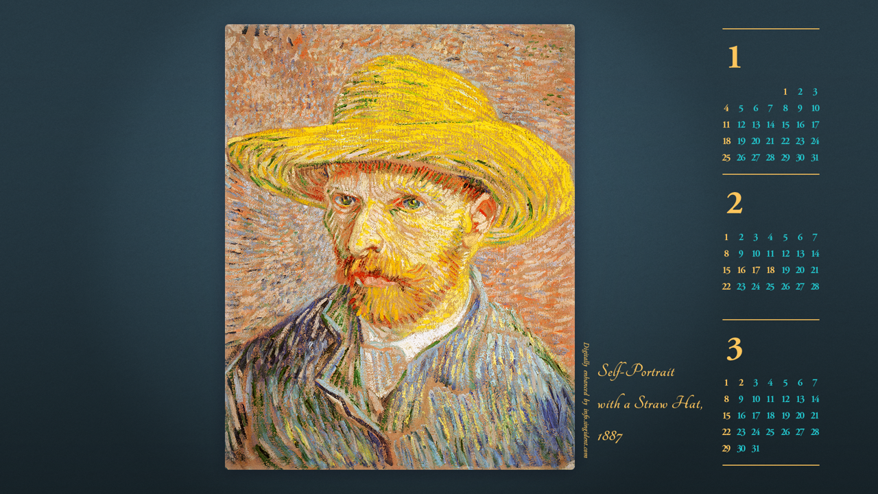05 밀짚 모자를 쓴 자화상, F365 B - 2026년2월 달력배경화면
