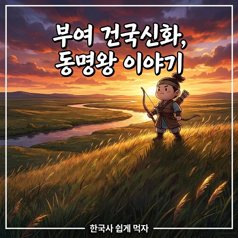 부여 동명왕 건국신화를 소개하는 상상 삽화