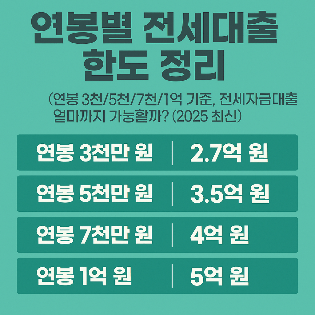 한국 연봉 3천~1억, 전세대출 한도는? 2025년 실수령 기준 총정리