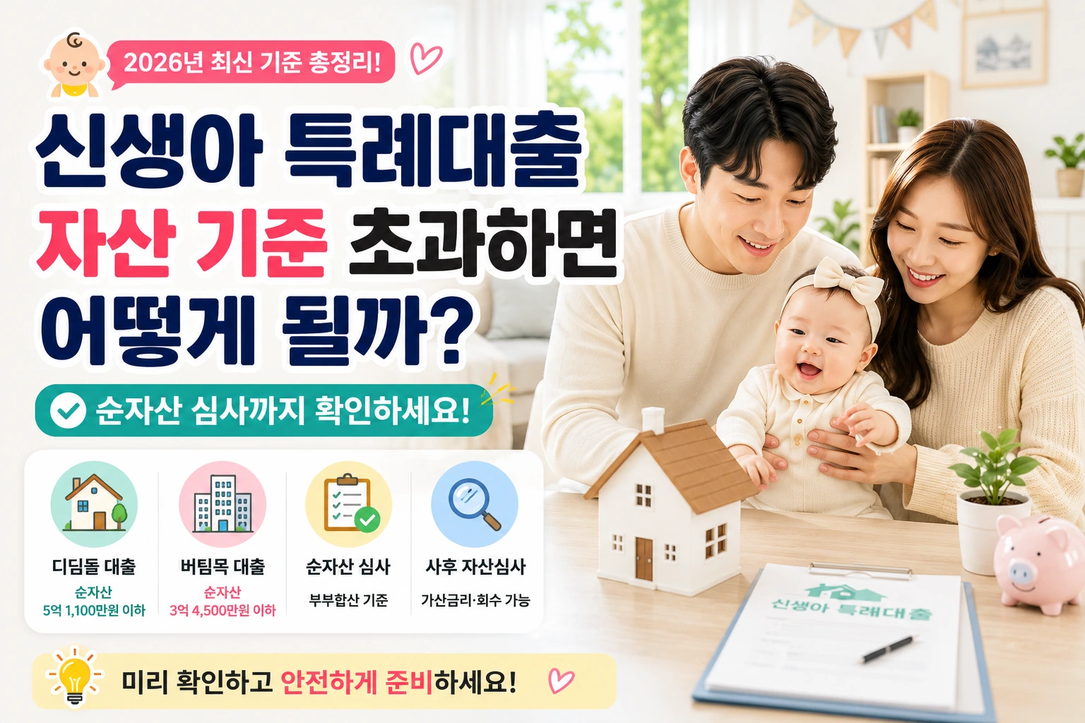 신생아 특례대출 자산 기준 초과하면 어떻게 될까? 순자산 심사까지 확인하세요