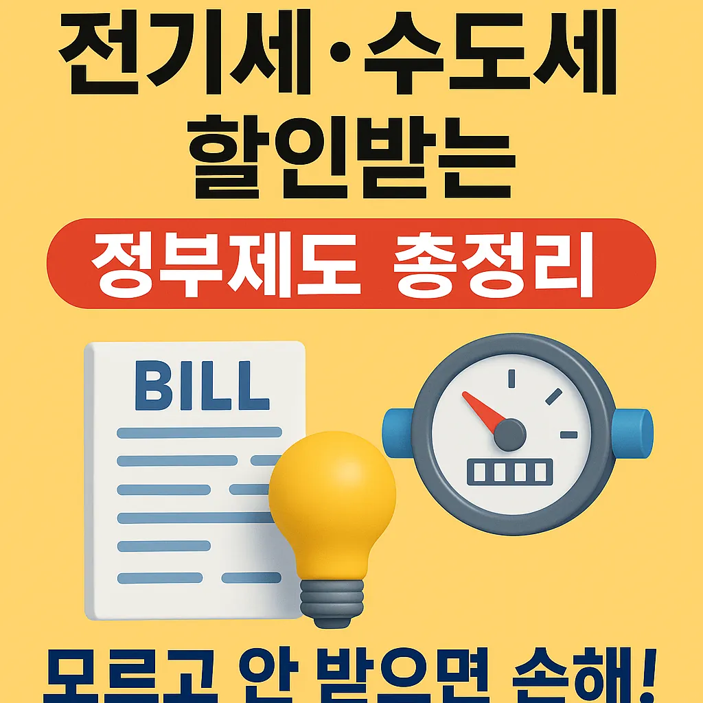 전기세·수도세 할인받는 정부제도 총정리 – 모르고 안 받으면 손해!