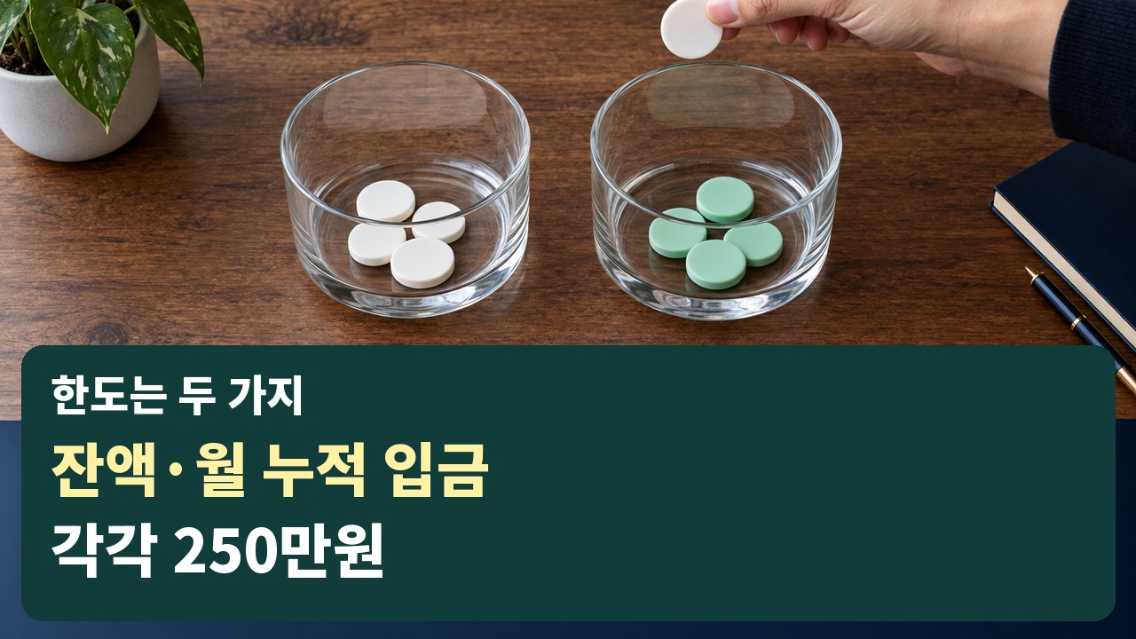 생계비계좌는 잔액 한도와 월 누적 입금 한도를 각각 확인해야 한다는 두 한도 비교