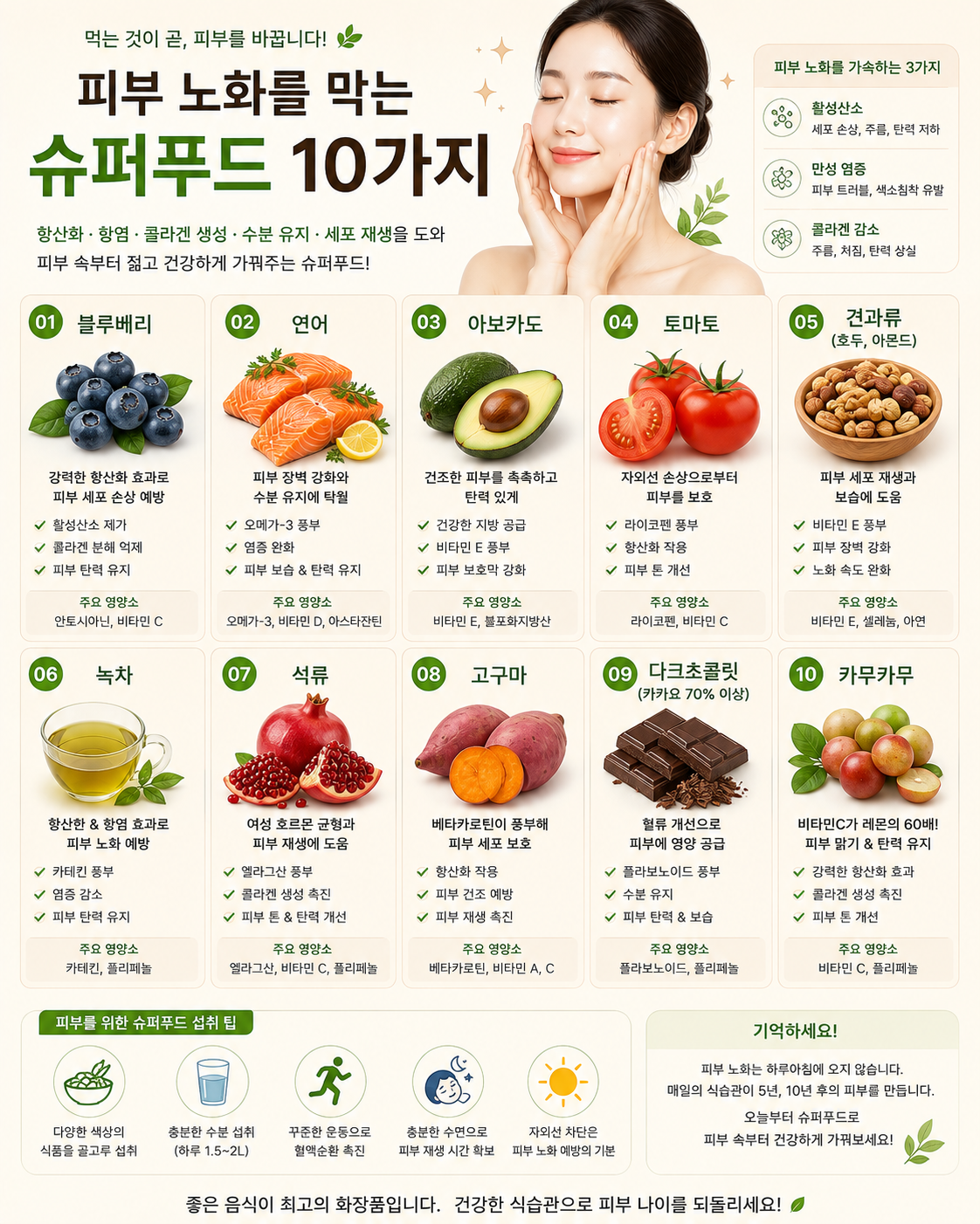 피부노화를 막는 슈퍼푸드 10가지