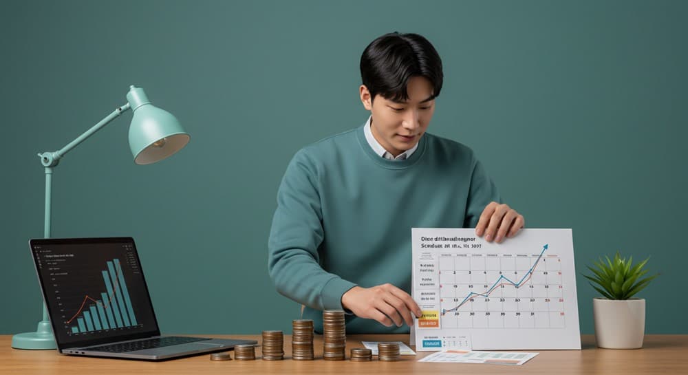 월배당 일정 관리하는 한국인 투자자와 우상향 그래프