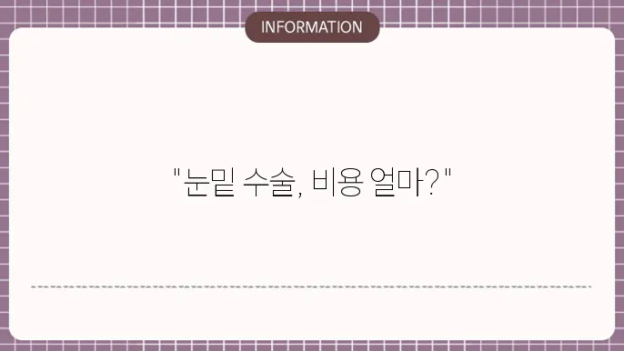 눈밑지방재배쳥8 수술비용