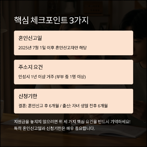 안성시 새싹부부성장지원금 2025 총정리! 놓치면 손해예요