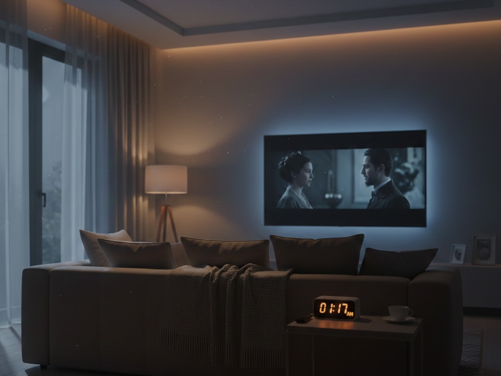 늦은 시간 조용한 분위기에서 드라마를 보기 좋은 순간