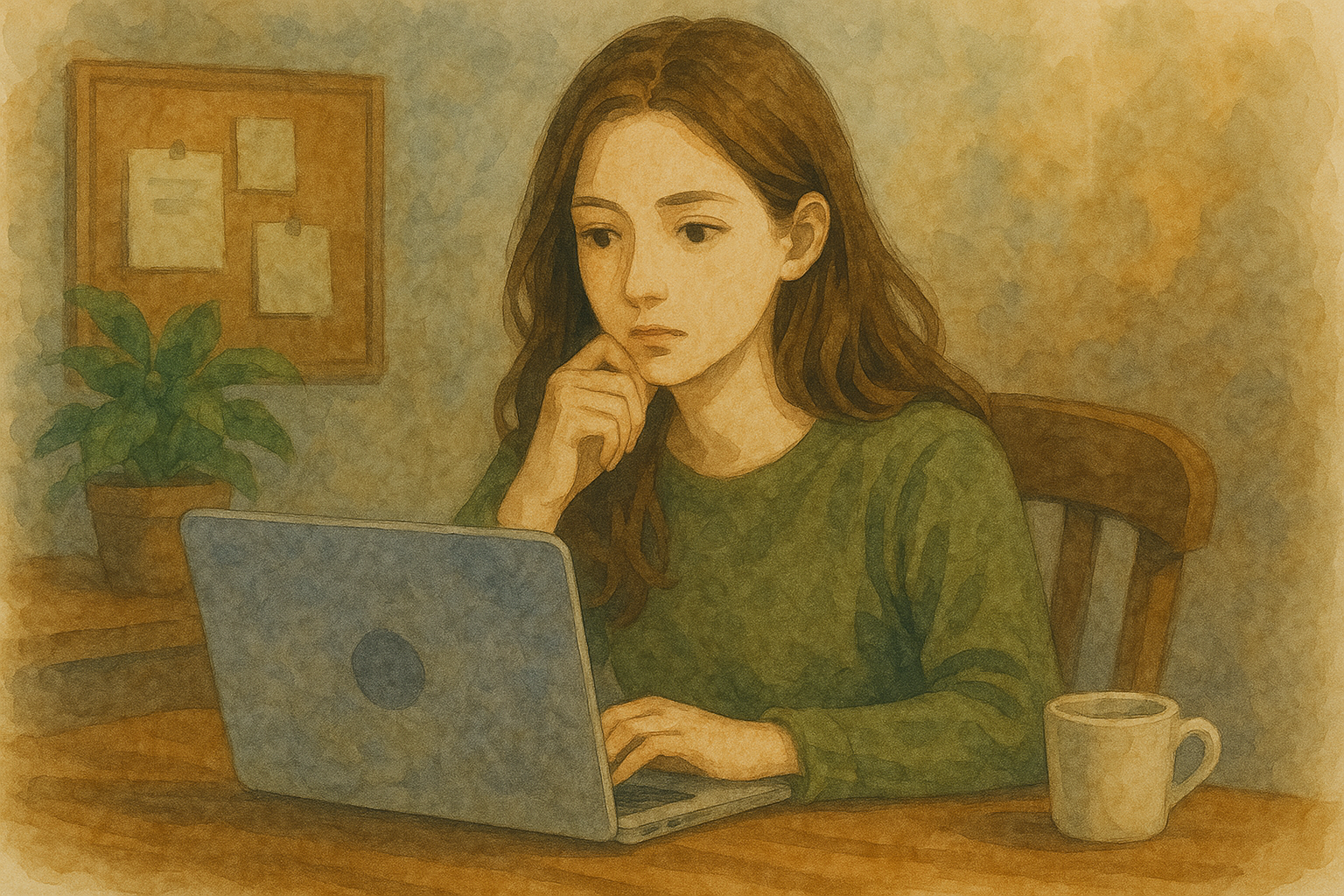 서재에서 일하는 여인