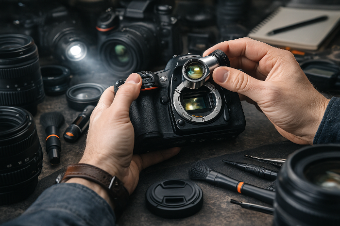 중고 제품 상태를 확인하는 손