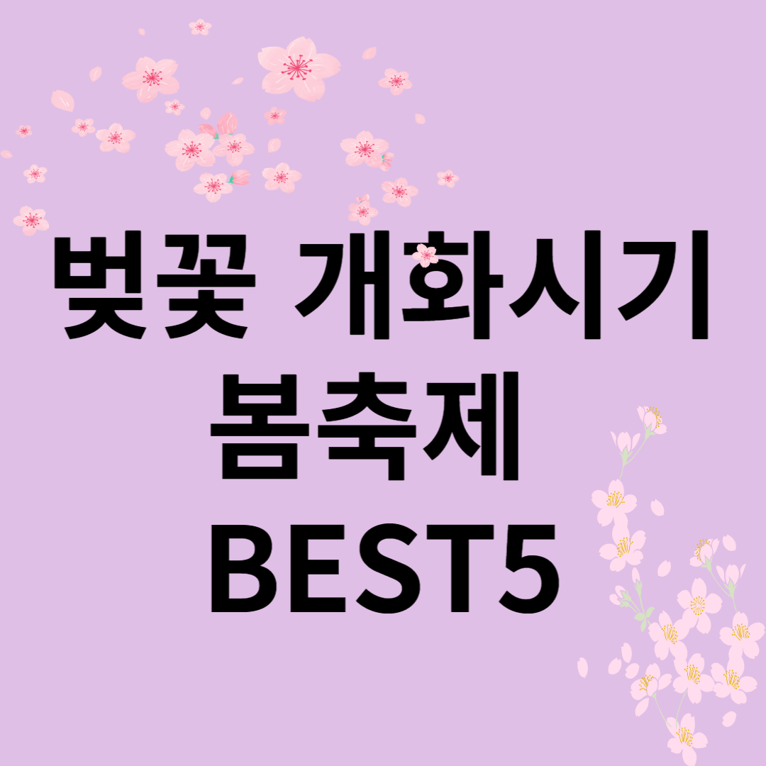 벚꽃 개화시기 봄축제 BEST5