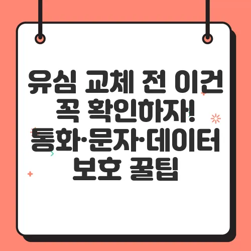 유심 교체 전 이건 꼭 확인하자! 통화·문자·데이터 보호 꿀팁