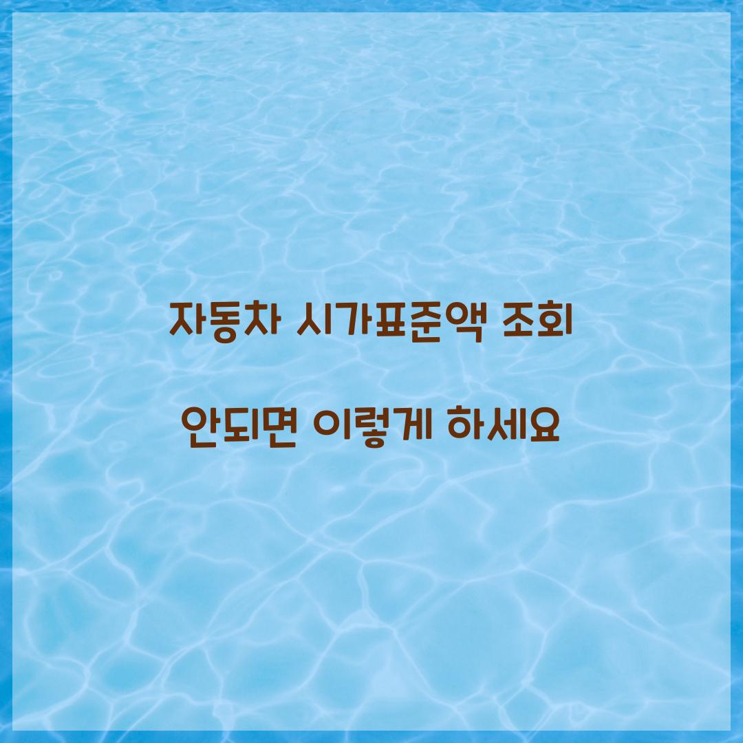 자동차 시가표준액 조회 안되면 이렇게 하세요  