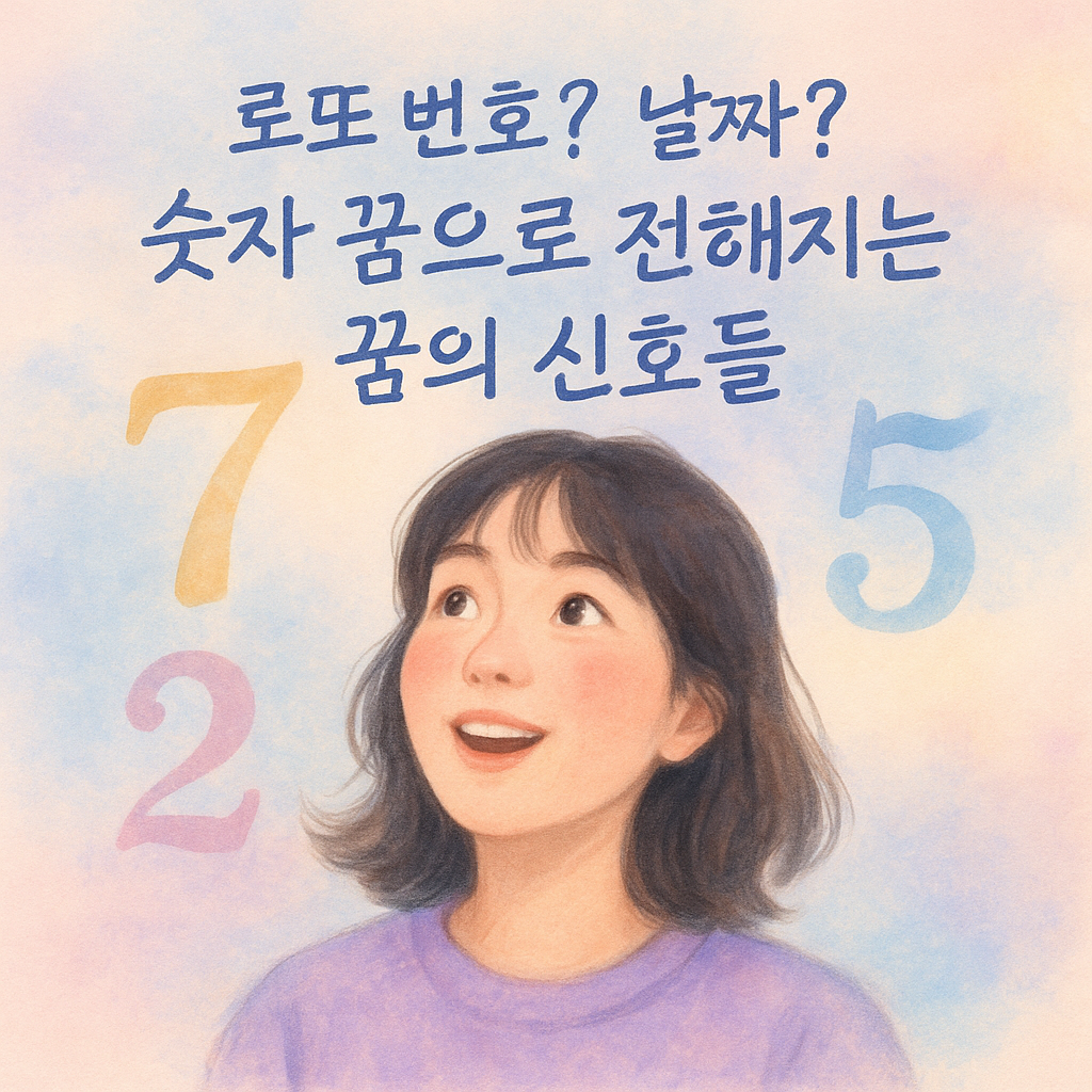 몽환적 파스텔톤 속 떠다니는 숫자를 신기하게 바라보는 여성