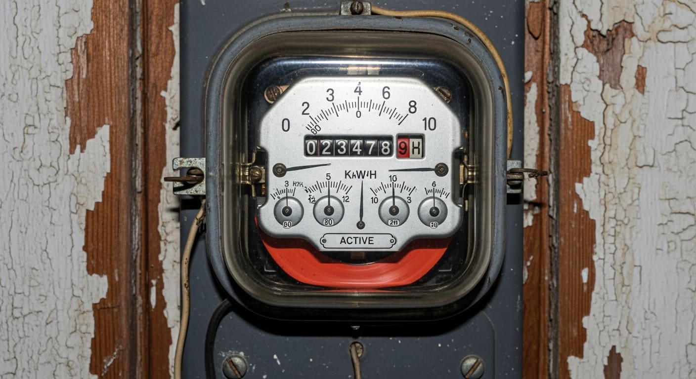 전력 사용량을 기록하는 전기 계량기 모습