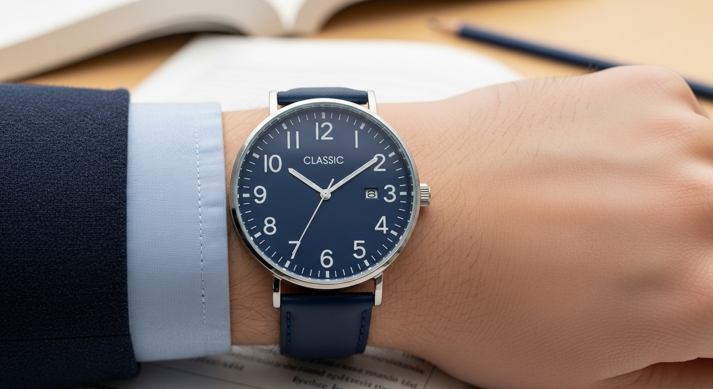 수능 시험에 사용될 크고 명확한 숫자판을 가진 아날로그 시계 클로즈업