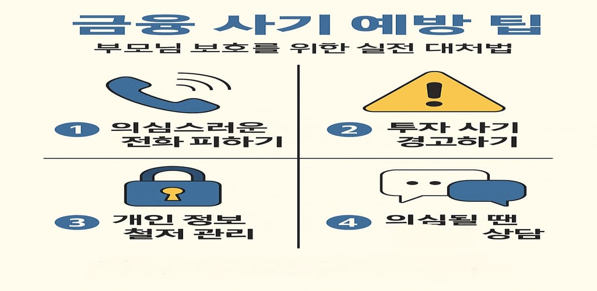 부모님을 위한 금융 사기 예방 팁을 담은 인포그래픽