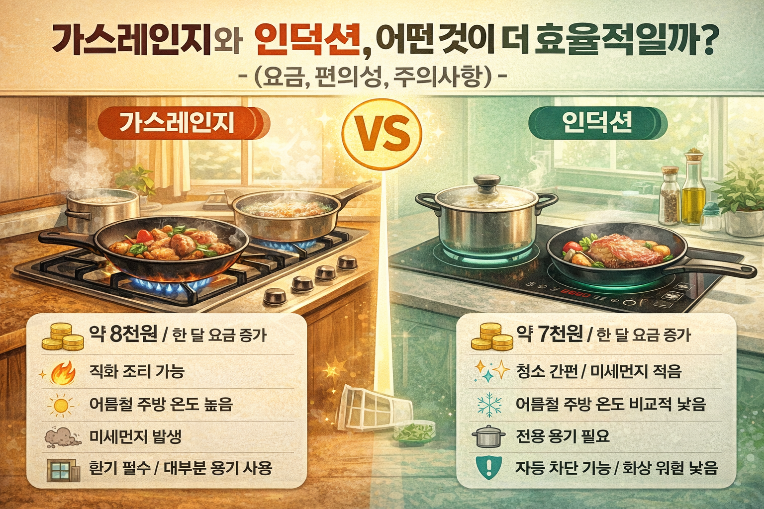 가스레인지와 인덕션 비교