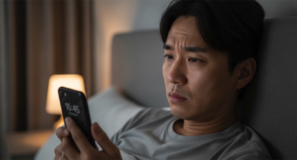 밤마다 반복되는 심장 두근거림으로 수면을 확인하는 모습