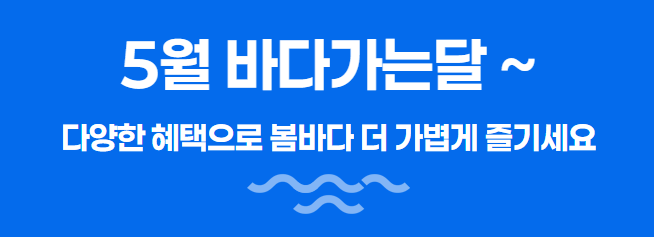 2025년 5월 ' 바다가는 달' 국내 바다 여행 숙박 레저 할인쿠폰 다운받기
