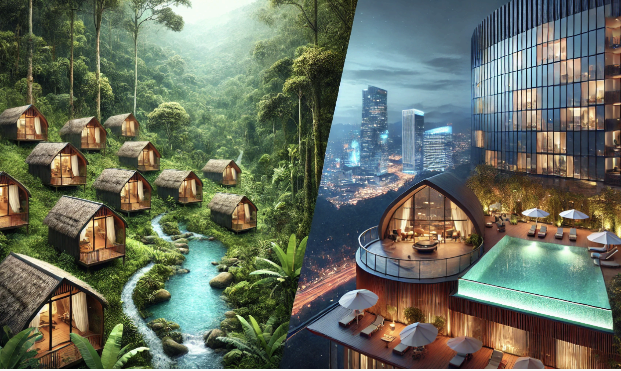 자연 친화형 숙소와 현대식 럭셔리 숙소의 매력, 차이점, 장단점