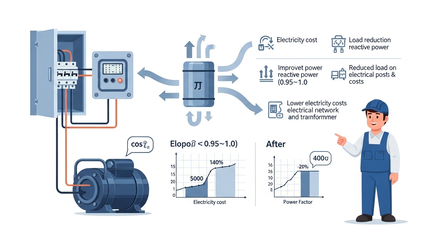 콤프레서에 진상콘덴서 설치 필요성 및 효과