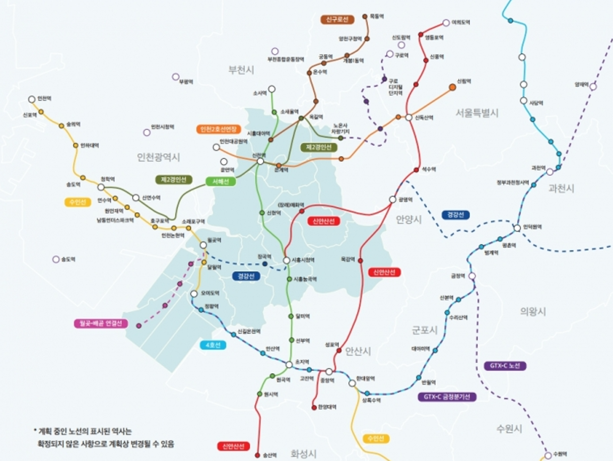 시흥 지하철 노선도