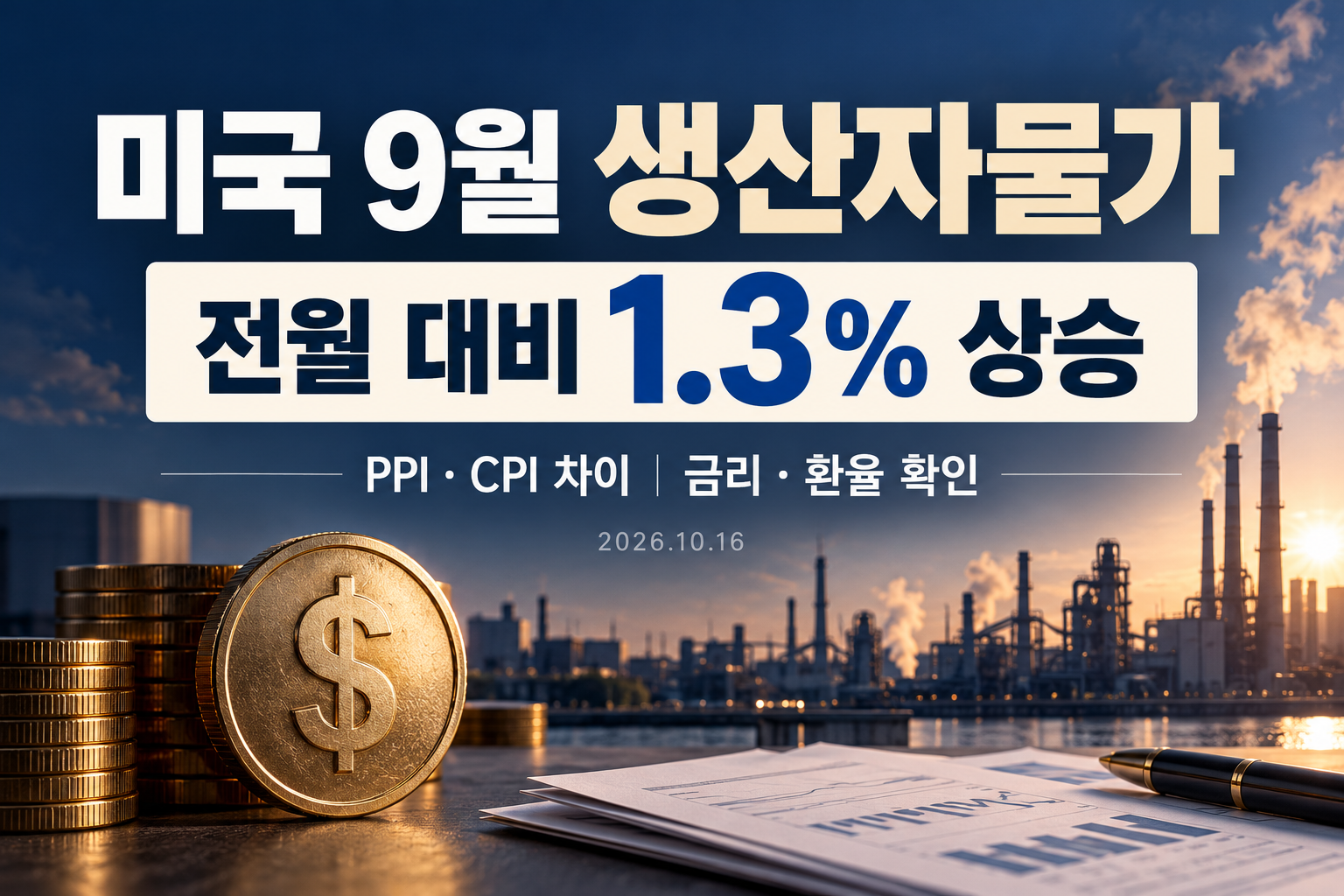 미국 9월 생산자물가 1.3% 상승 - CPI와 차이·금리·환율 확인 포인트