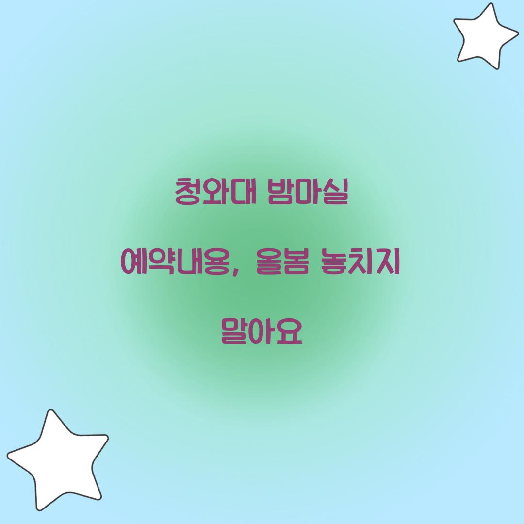 청와대 밤마실 예약내용