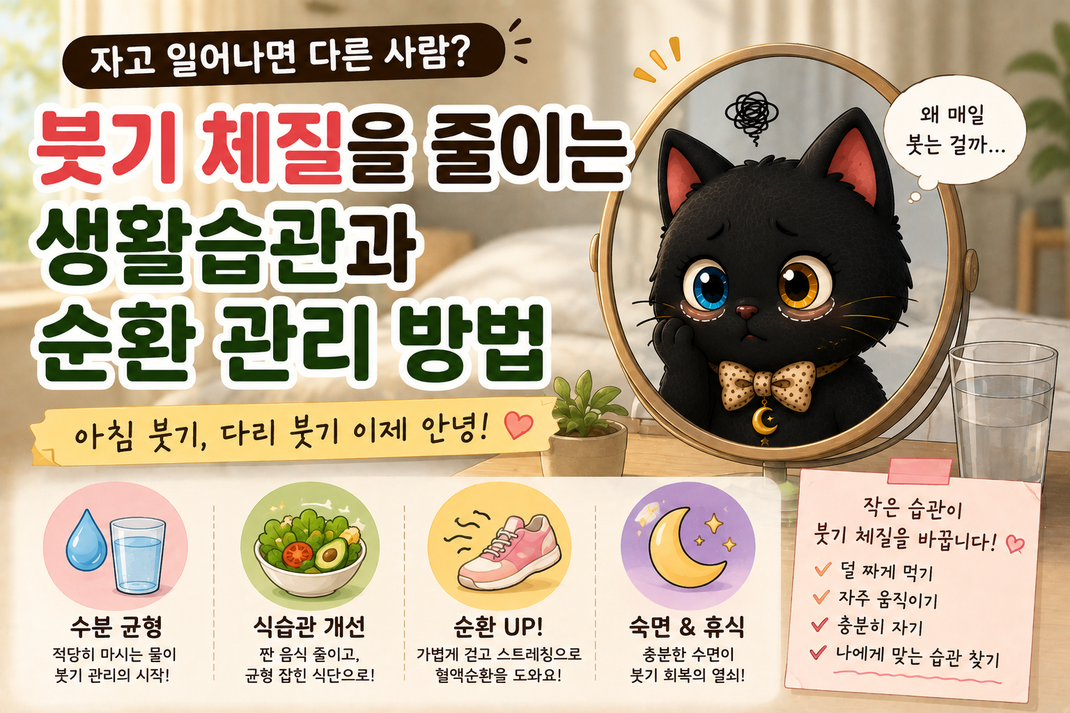 자고 일어나면 다른 사람? 붓기 체질을 줄이는 생활습관과 순환 관리 방법