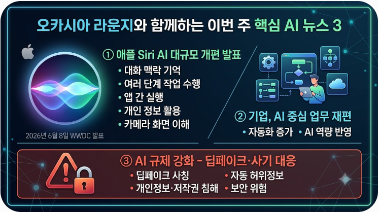 애플 WWDC 2026 발표! 똑똑해진 시리(Siri) AI와 꼭 알아야 할 AI 뉴스 3가지