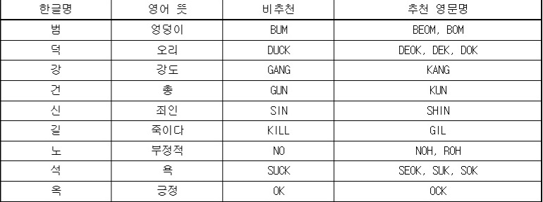 여권의-영문성명의-철자가-부정적인-의미를-가지는-경우
