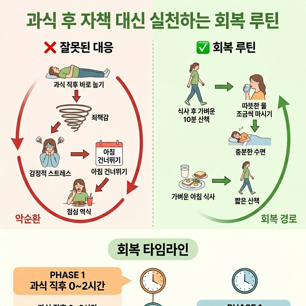 과식 후 회복 루틴, &lsquo;굶기&rsquo;가 아니라 &lsquo;부드럽게 정상화&rsquo;로 돌아오는 방법