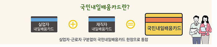 실업자 + 재직자 내일배움카드를 국민내일배움카드로 통합