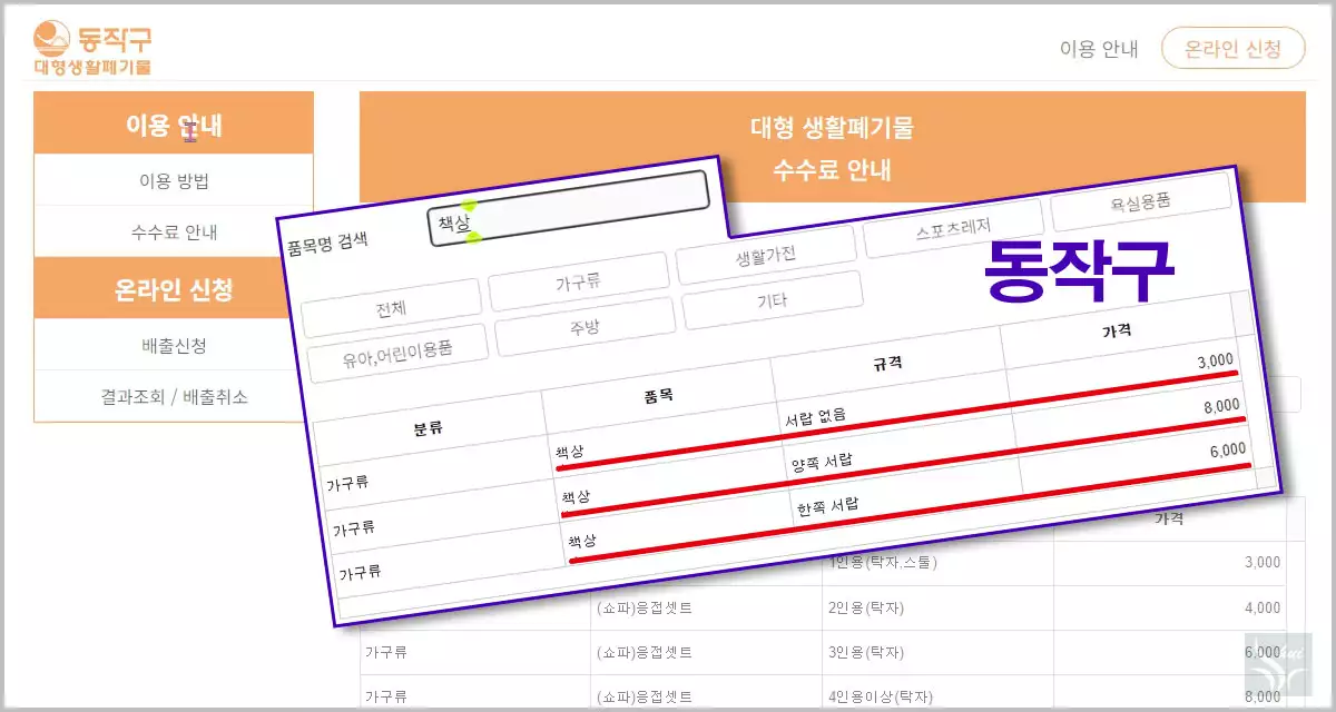 동작구 책상 배출 가격