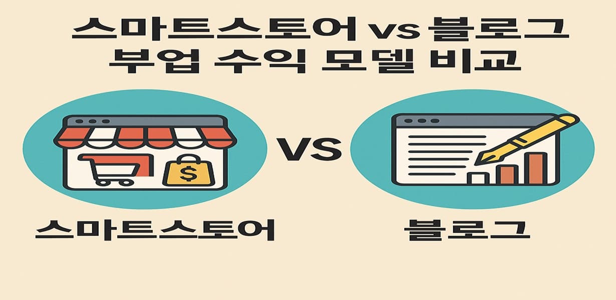 스마트스토어와 블로그 부업 수익 모델 비교 인포그래픽