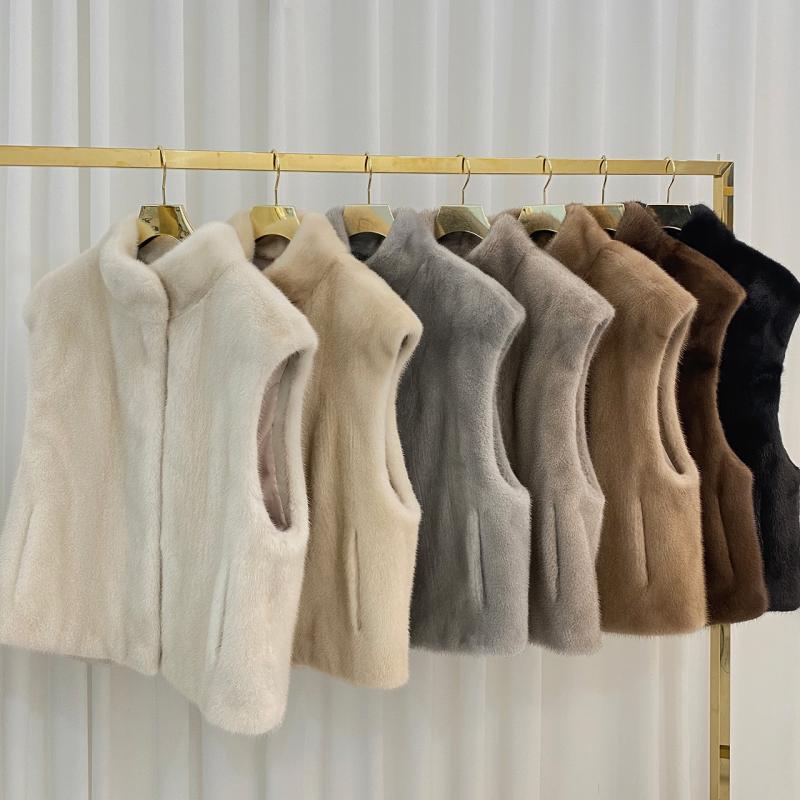 밍크 베스트 차이나 반 캡 조끼